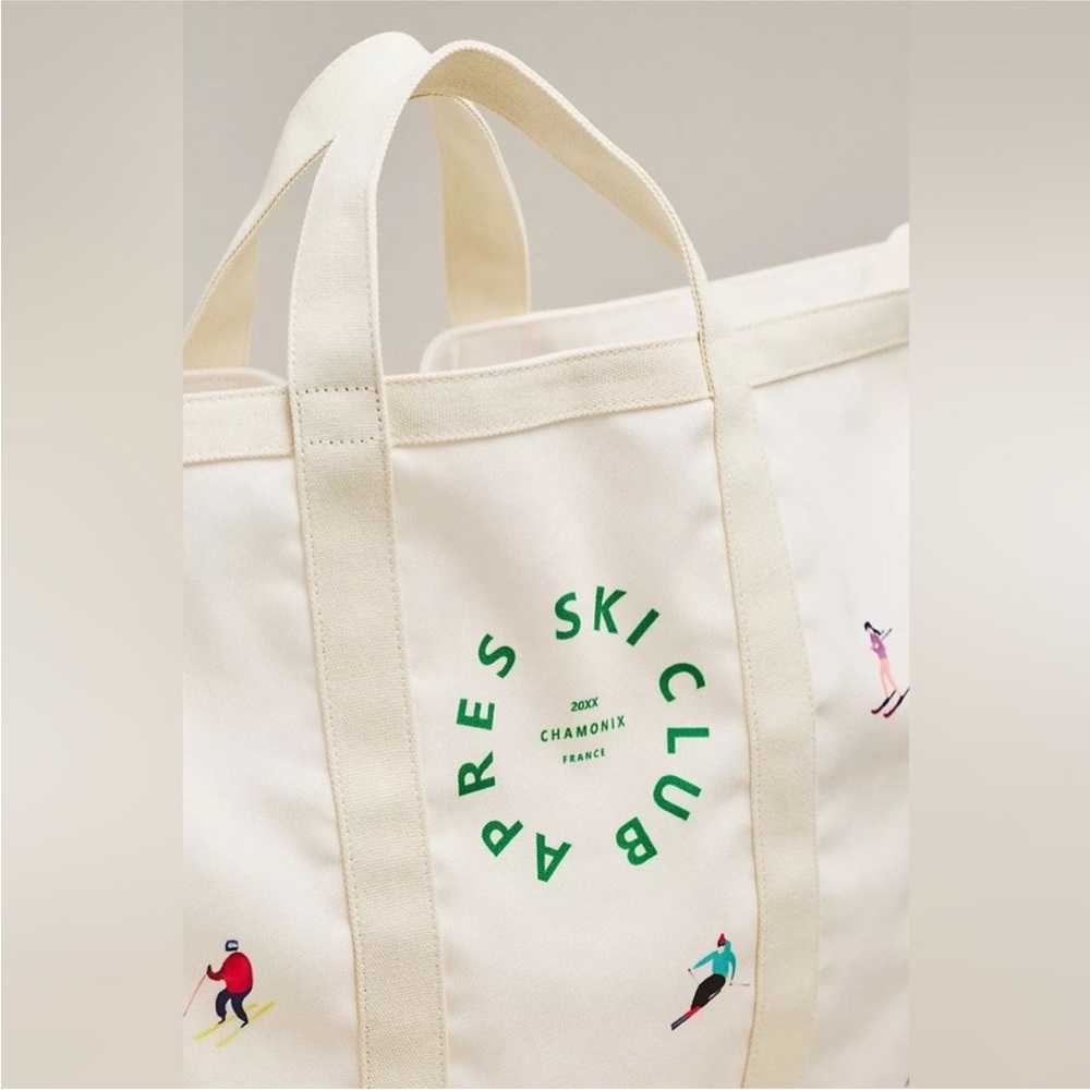 Anthropologie Oversized Slouchy Printed Apres Ski Club Canvas Tote - Picture 3 of 8